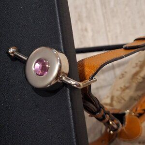 Purse Hook with Decorative Pink Inlay